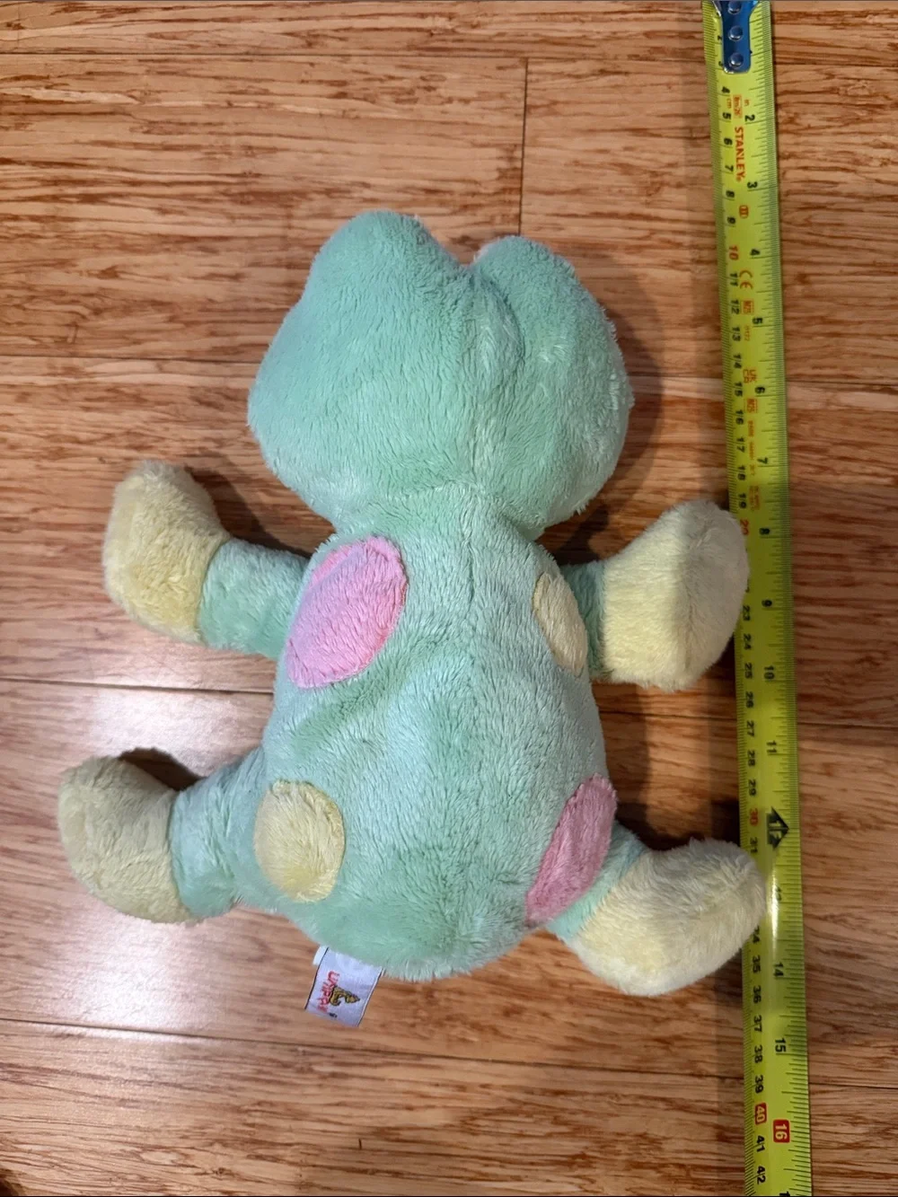 Unipak Mint Green Polka Dot Frog Plush with Pink & Yellow Accents with rattle